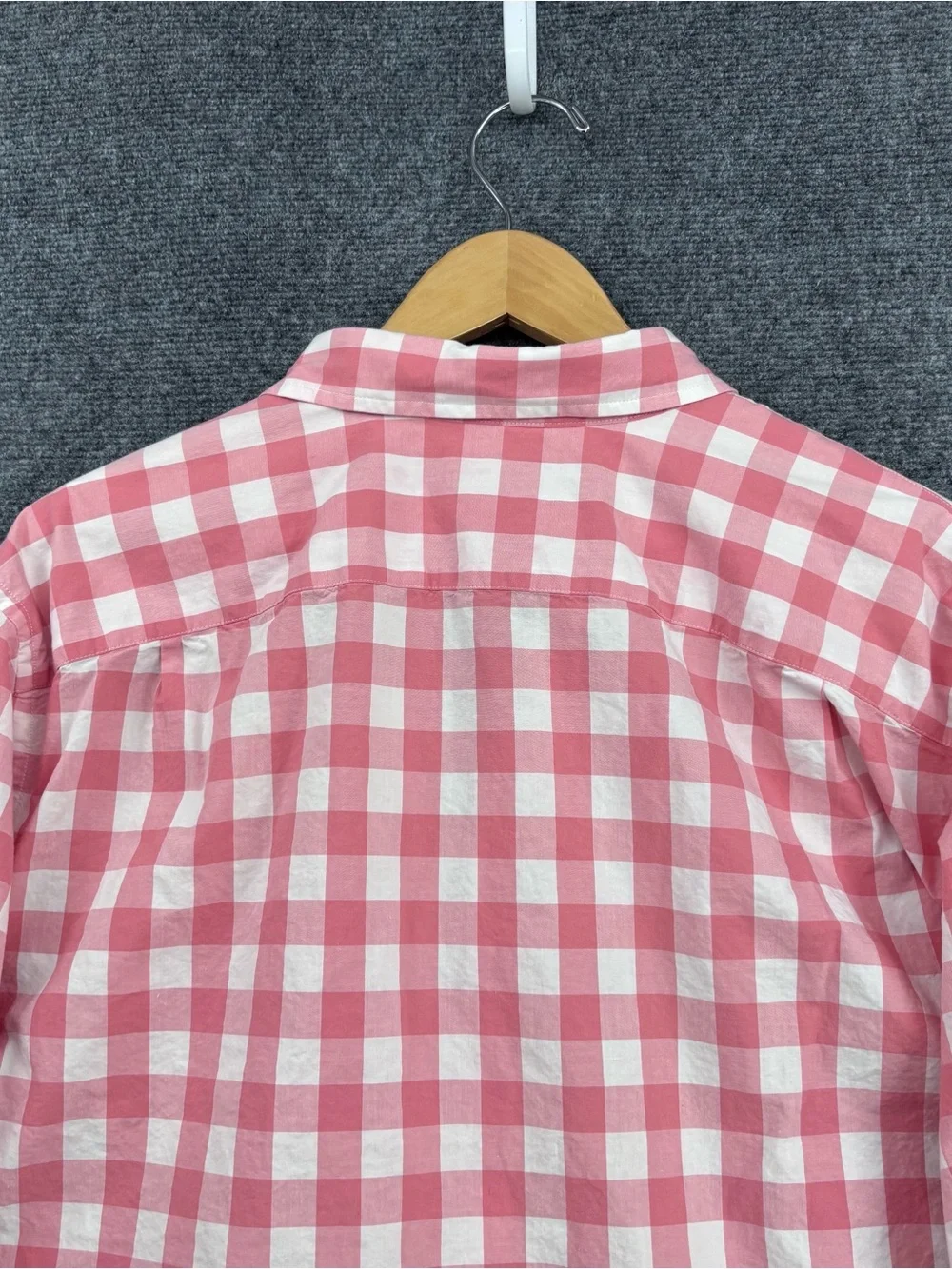 J Crew Preppy Academia Pink & White Gingham Plaid Long Sleeve Shirt Men’s XL